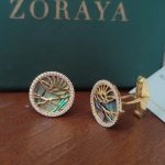 Sunset Designer Cufflink | Solid Gold Cufflink | Abalone Shell Gemstone Jewelry