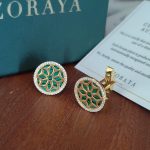 Malachite Gemstone Floral Cufflinks | Gold Petal Men's Cufflinks | Pave Diamond