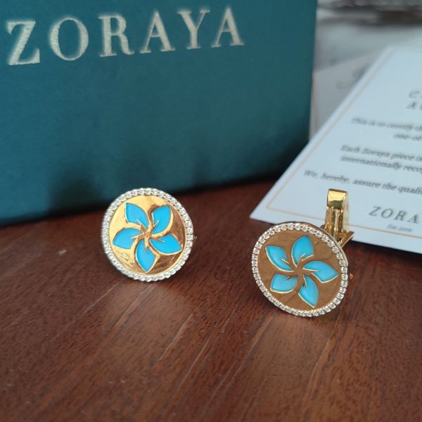 Flower Cufflinks | Fine Jewelry For Men | Turquoise Cufflink