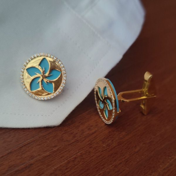 Flower Cufflinks | Fine Jewelry For Men | Turquoise Cufflink