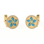 Turquoise Cufflinks | Pave Diamond Cufflink | Gold Jewelry For Men | Flower Cufflink For Him