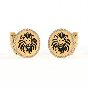 Lion Gold Cufflink | Gold Diamond Cufflinks | Cufflink For Men | Men's Jewelry | Black Onyx Gemstone