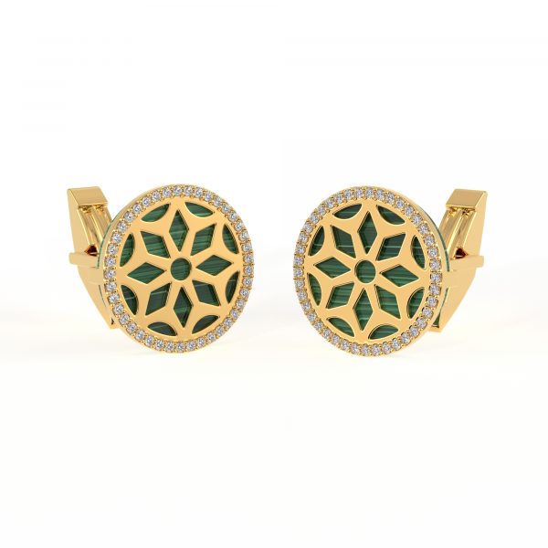 Floral Gold Cufflinks | Diamond Cufflink For Men | Wedding Jewelry Gift