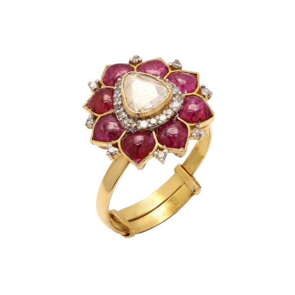 Vintage Natural Diamond Ruby Designer Ring